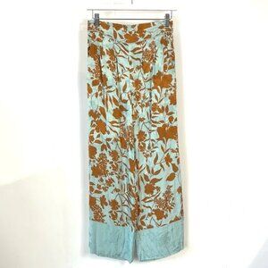 Mos Mosh Rita Mint Stencil Floral Wide-Leg Pants